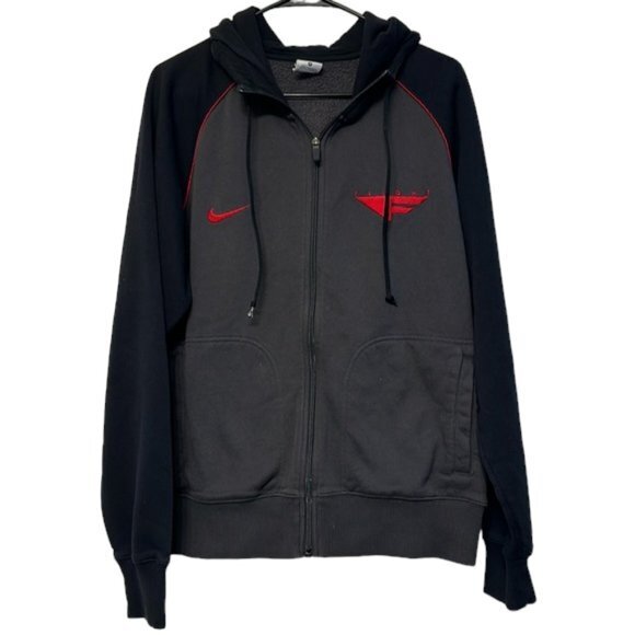 Men's Nike Air Flight Spell Out Black Gray Full Zipper Jacket Hoodie Sweatshirt